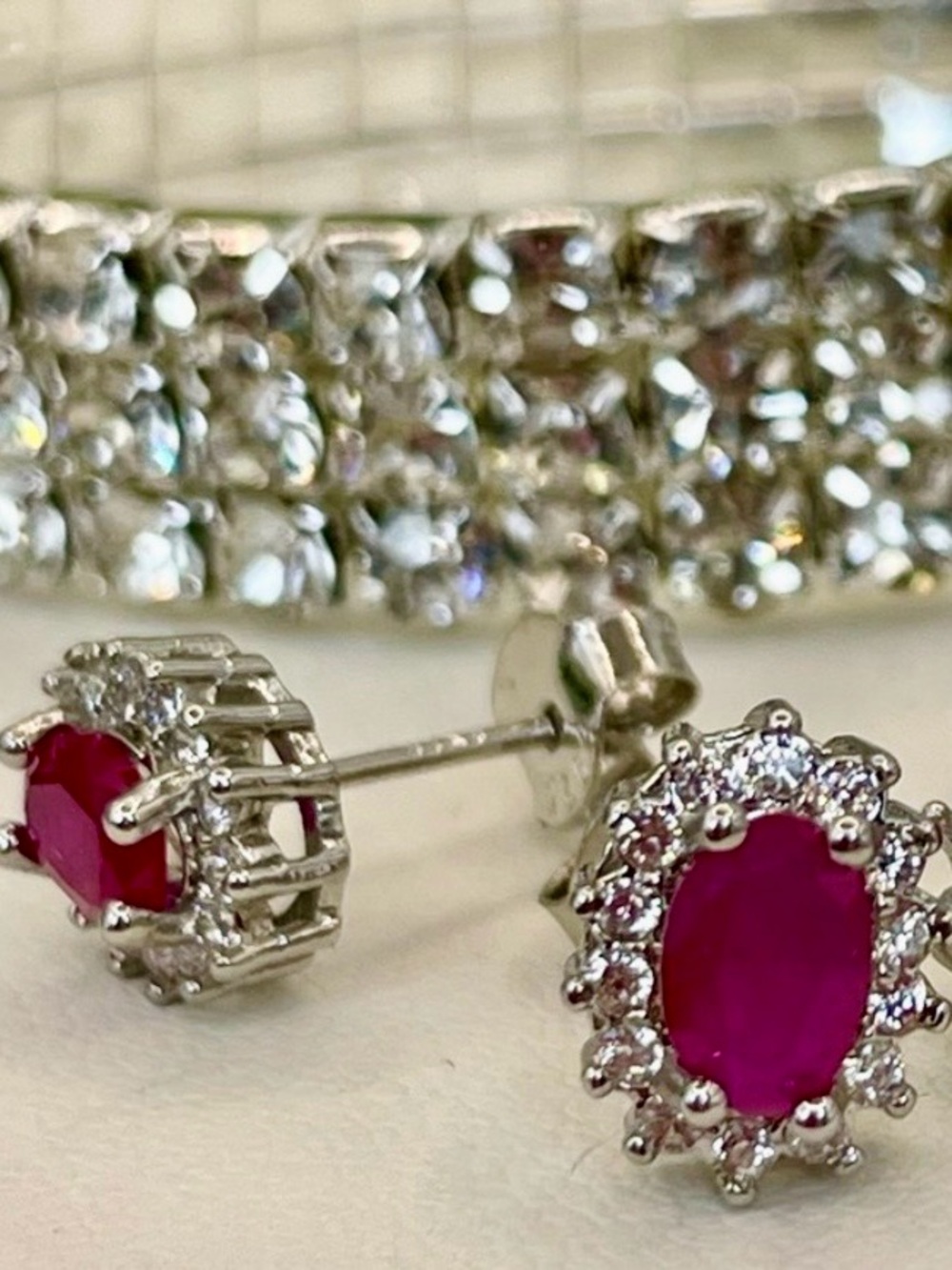1.34ct Ruby Topaz Earrings Silver 925